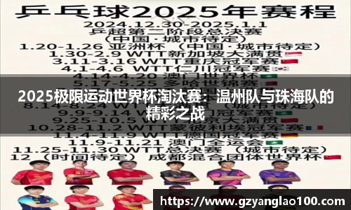 2025极限运动世界杯淘汰赛：温州队与珠海队的精彩之战